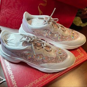 Rene Caovilla Leather & Lace Sneaker